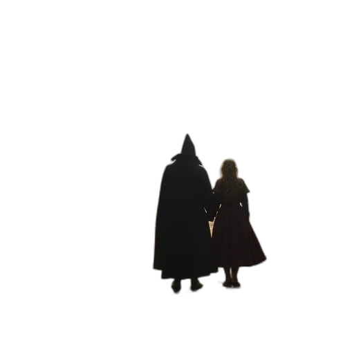 umbrella, jacket, hat, staff transparent PNG cut-out