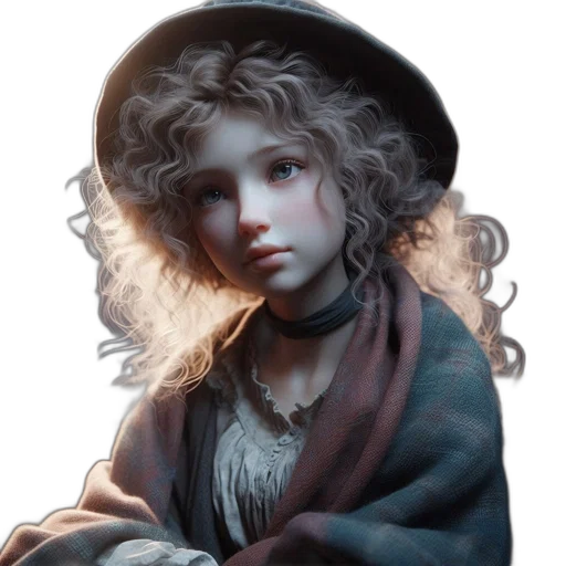 face, hat, staff, fantasy art transparent PNG cut-out