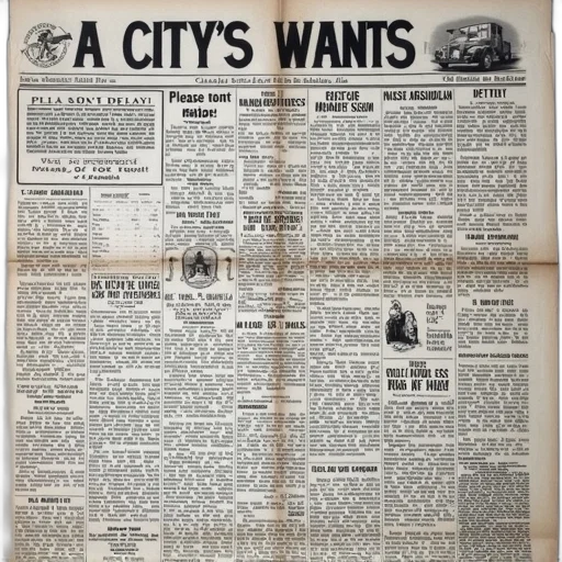 city street, vintage, newspaper, page transparent PNG cut-out