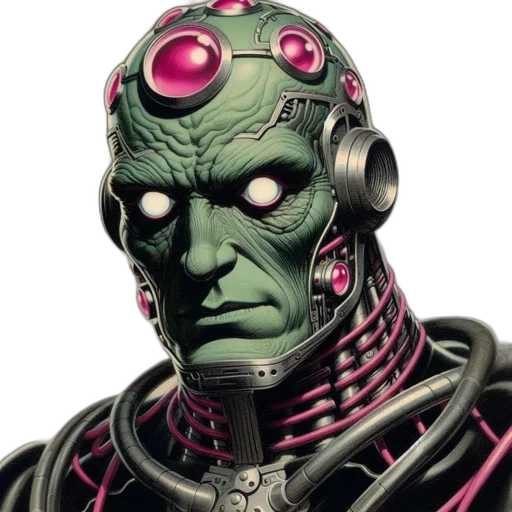 robot, mask, face, comic book art transparent PNG cut-out
