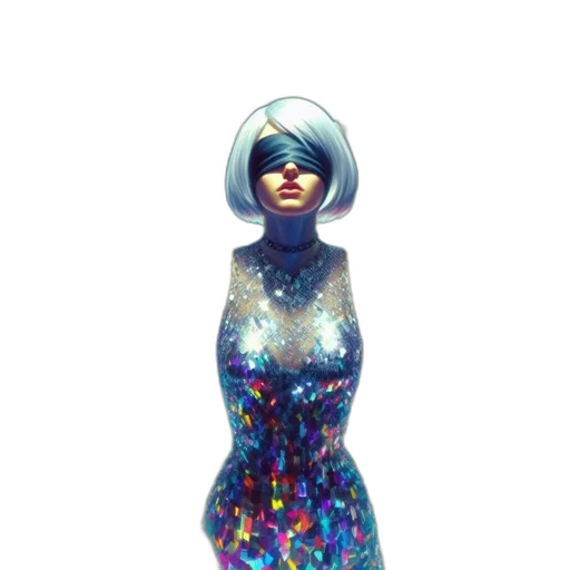 dress, robot, jewelry, 3d render transparent PNG cut-out
