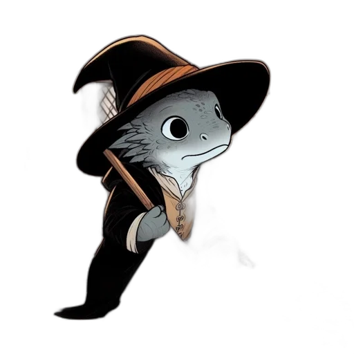 hat, staff, creature, animal transparent PNG cut-out