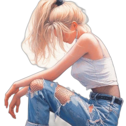 jewelry, jacket, hair, photorealistic transparent PNG cut-out