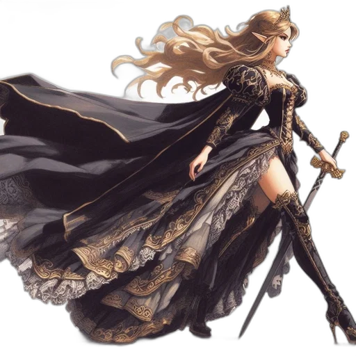 dress, sword, fantasy art, concept art transparent PNG cut-out