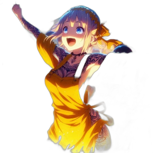 dress, staff, dragon, creature transparent PNG cut-out