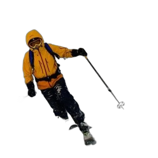 staff, skier, yellow, jacket transparent PNG cut-out