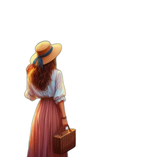 dress, hat, bottle, staff transparent PNG cut-out