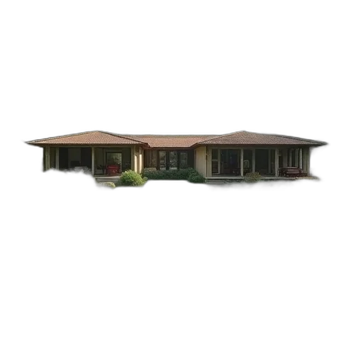 building, furniture, umbrella, 3d render transparent PNG cut-out