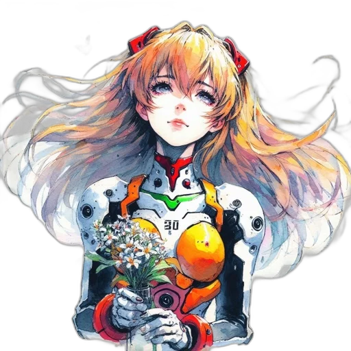 robot, flower, face, anime transparent PNG cut-out