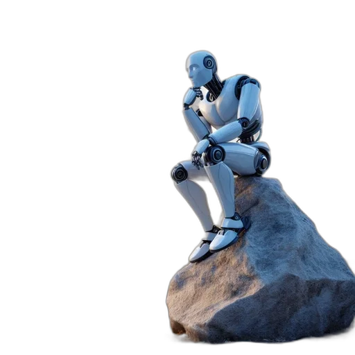 robot, 3d render, concept art, blue transparent PNG cut-out