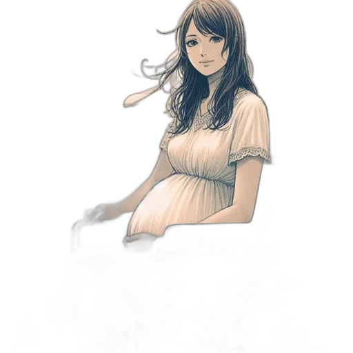 dress, staff, face, hair transparent PNG cut-out