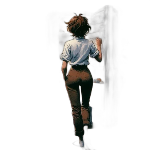 jacket, staff, hair, weapon transparent PNG cut-out