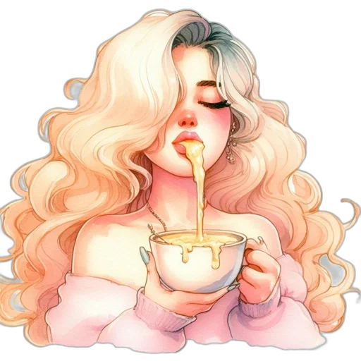 hair, food, watercolor, photorealistic transparent PNG cut-out