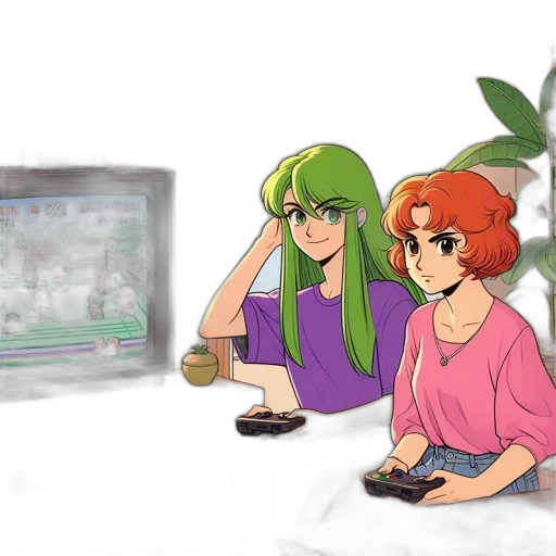 vaporwave, pixel art, concept art, anime transparent PNG cut-out