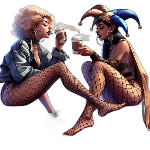 comic book art, concept art, fantasy art, two transparent PNG cut-out