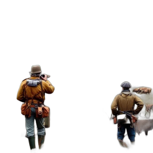 hat, jacket, weapon, staff transparent PNG cut-out