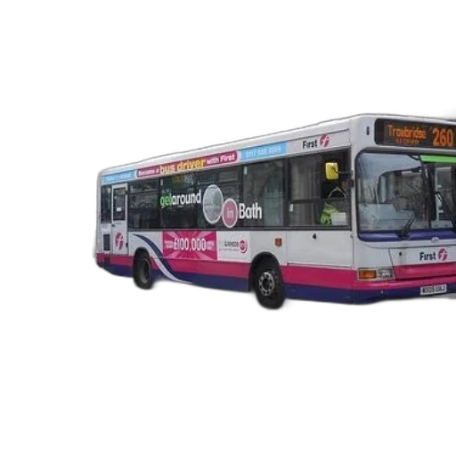 3d render, first, bus, driving transparent PNG cut-out