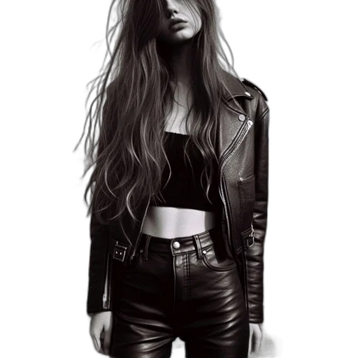 jacket, hair, face, dress transparent PNG cut-out