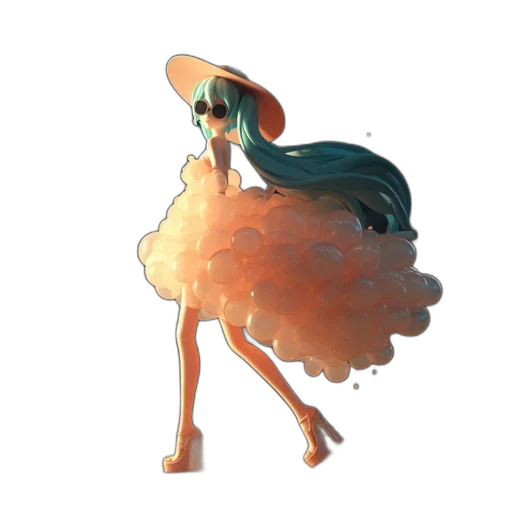 dress, creature, staff, flower transparent PNG cut-out