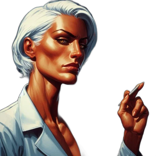 face, staff, jacket, comic book art transparent PNG cut-out