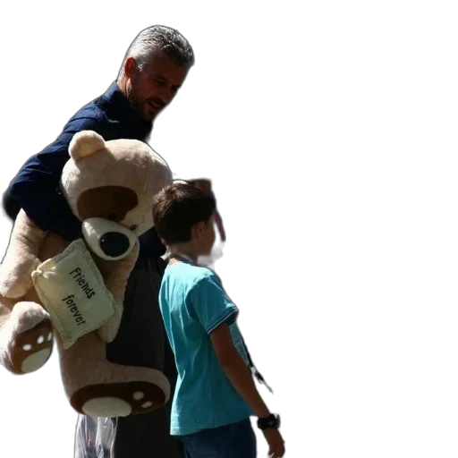 man, holding, large, teddy transparent PNG cut-out