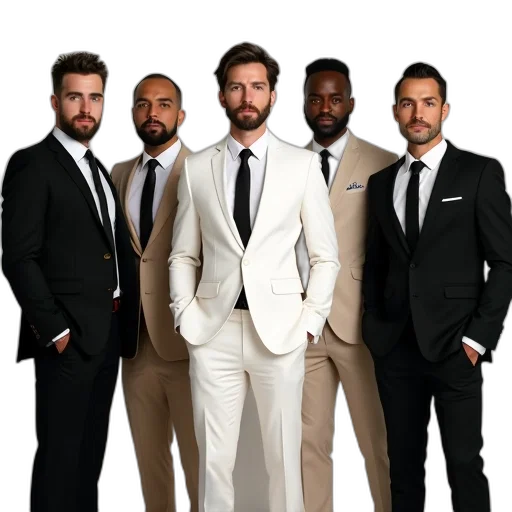 jacket, staff, group, five transparent PNG cut-out