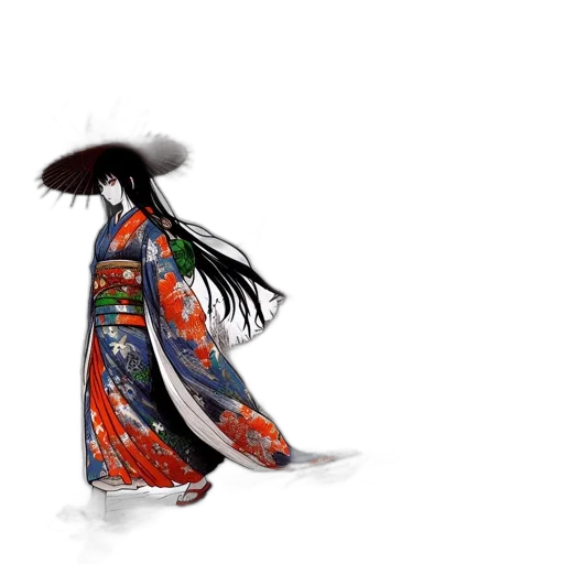 dress, umbrella, staff, dragon transparent PNG cut-out