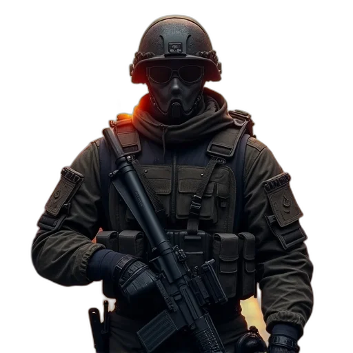weapon, mask, staff, jacket transparent PNG cut-out