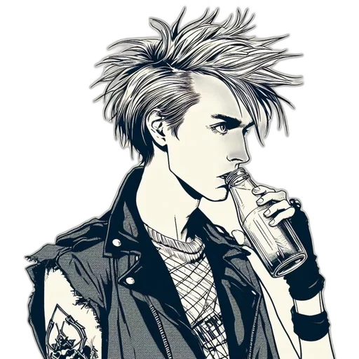 jacket, staff, hair, face transparent PNG cut-out