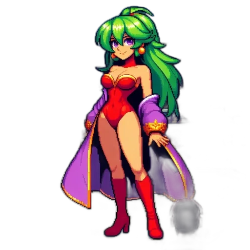 dress, staff, weapon, pixel art transparent PNG cut-out