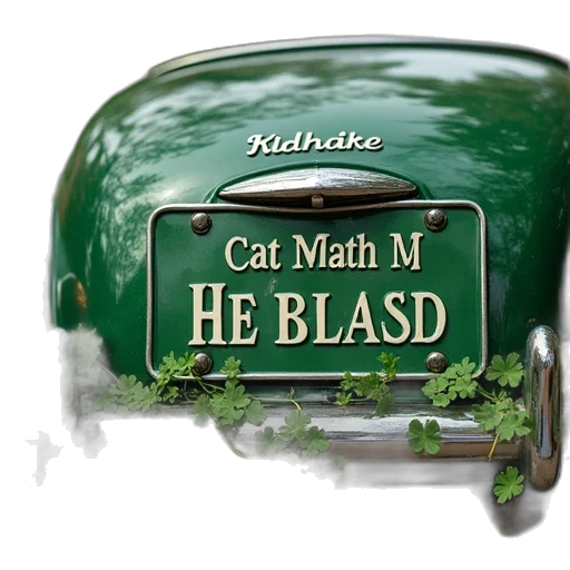 car, 3d render, plate, decorated transparent PNG cut-out
