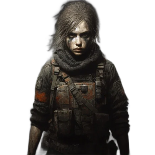 jacket, face, weapon, concept art transparent PNG cut-out
