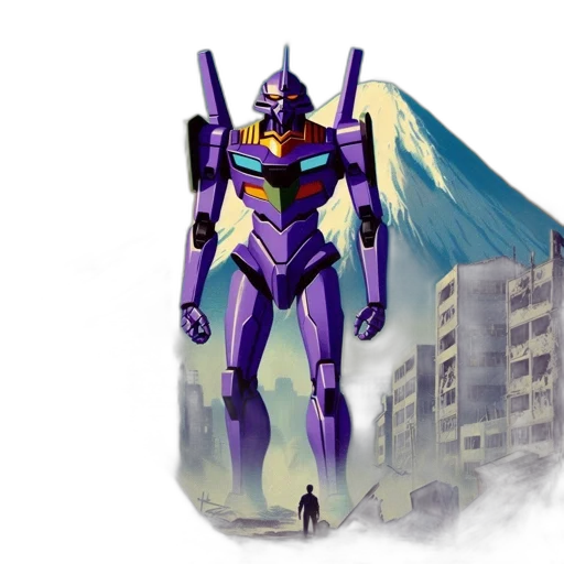 robot, concept art, vaporwave, 3d render transparent PNG cut-out