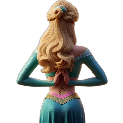 dress, crown, hair, staff transparent PNG cut-out