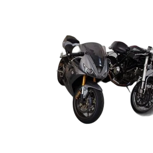3d render, three, motorcycles, parked transparent PNG cut-out