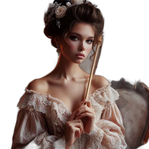 dress, jewelry, staff, crown transparent PNG cut-out