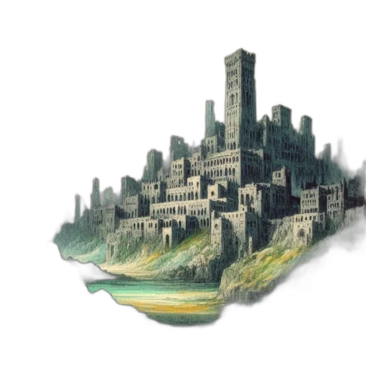 dragon, crown, building, concept art transparent PNG cut-out