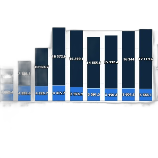 3d render, blue, bar, chart transparent PNG cut-out