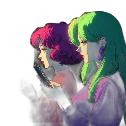 vaporwave, watercolor, concept art, cyberpunk transparent PNG cut-out