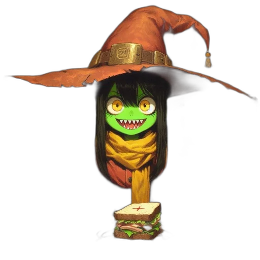 hat, staff, creature, mask transparent PNG cut-out