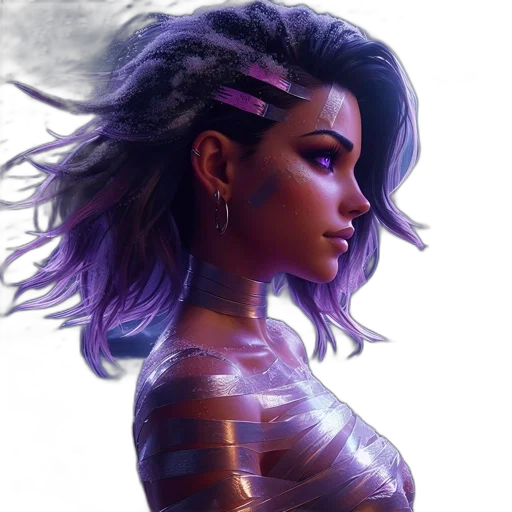hair, face, cyberpunk, concept art transparent PNG cut-out