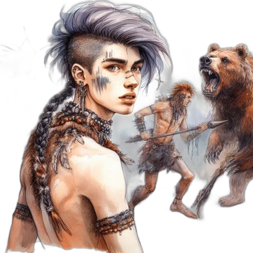 fantasy art, concept art, watercolor, cyberpunk transparent PNG cut-out