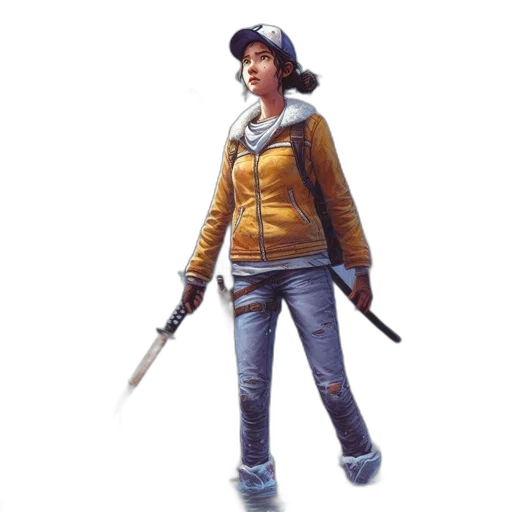 jacket, staff, weapon, hat transparent PNG cut-out