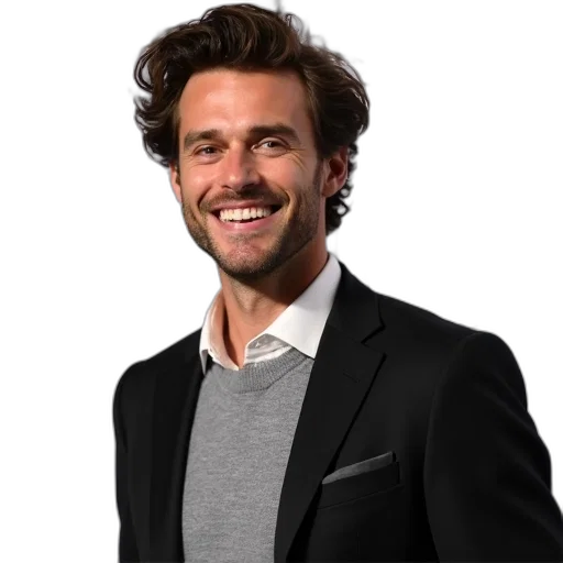 staff, jacket, face, hair transparent PNG cut-out