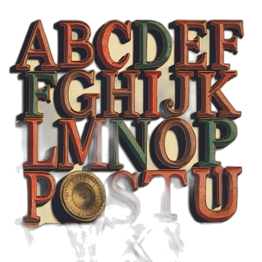 3d render, artistic, alphabet, retro transparent PNG cut-out