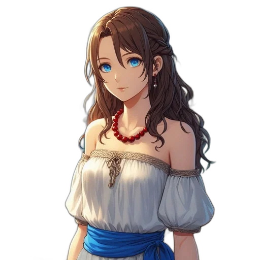 dress, staff, jewelry, face transparent PNG cut-out