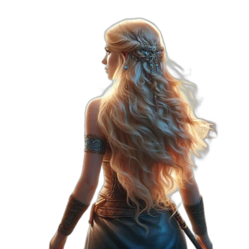 hair, dress, dragon, sword transparent PNG cut-out