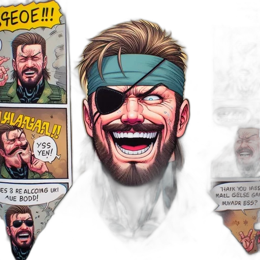 mask, comic book art, concept art, multilingual transparent PNG cut-out