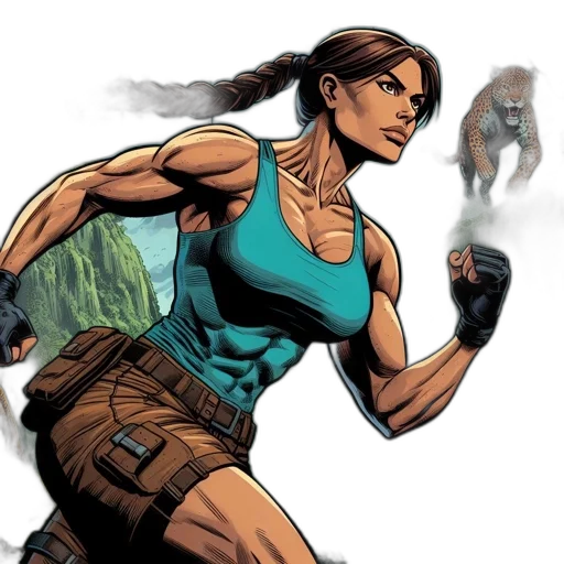 comic book art, concept art, cartoon, muscular transparent PNG cut-out
