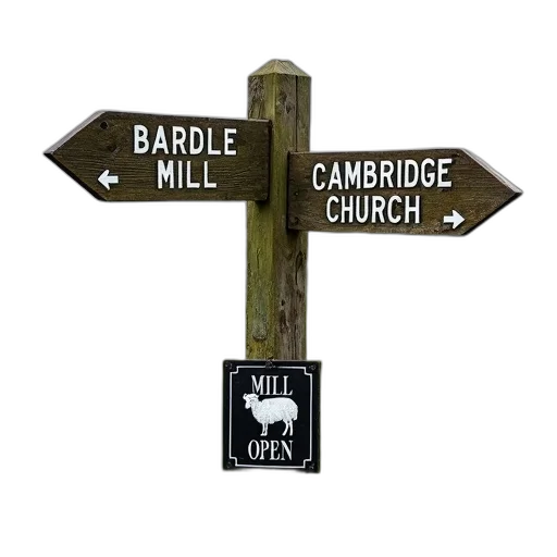 wooden, signpost, two, directional transparent PNG cut-out